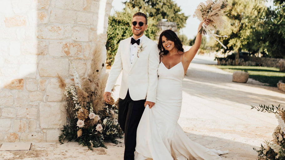 Ryan & Georgina in the Clo Crepe Gown