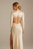 Blake Back Shot Long Sleeve Champagne Bridesmaid Dress_XS_