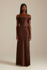 Kai Off the Shoulder Espresso Brown Bridesmaids Dress_XS_