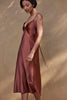 Grace Loves - Robe midi en satin et dentelle - Cuivre